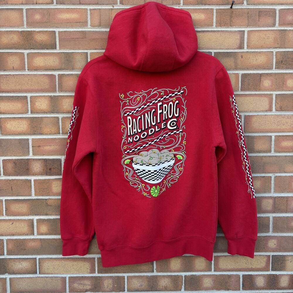 Meow Wolf Racing Frog Pullover Hoodie Unisex Medium Red Pullover Hoodie